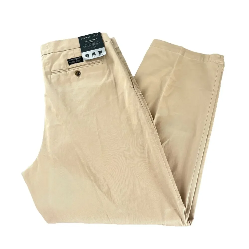 New Banana Republic Men’s Rapid Movement Chino Smithfield Pleated Size 36x30